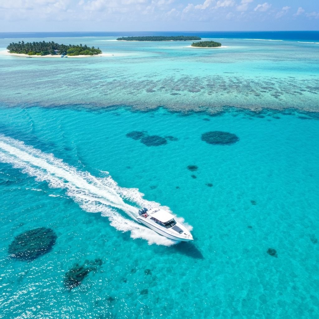 Aerial view of Maldives atolls